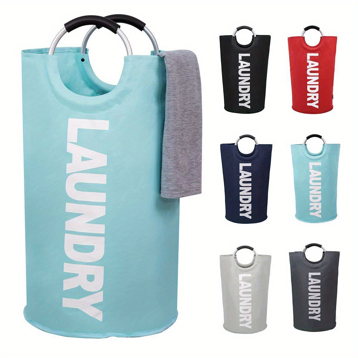 1pc Premium Waterproof Laundry Basket with Comfortable Padded Handles - Collapsible & Stable Clothes Hamper for Effortless Storage and Perfect Standing - Ideal for Space-Saving Solutions