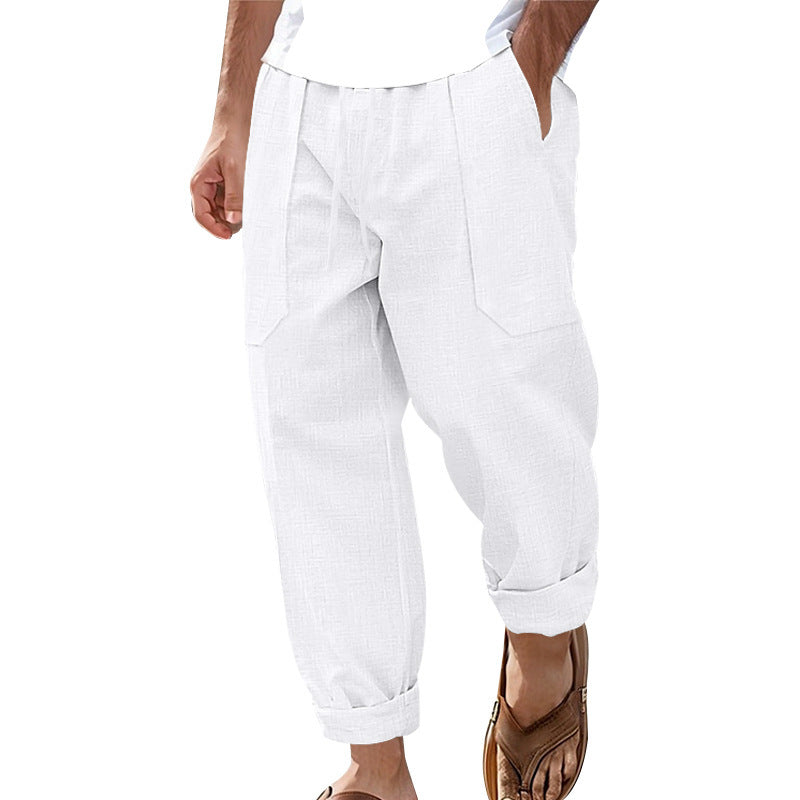 Breathable Sweat Absorbing Solid Color Trousers Basic Style Casual Wide Leg Pants 
