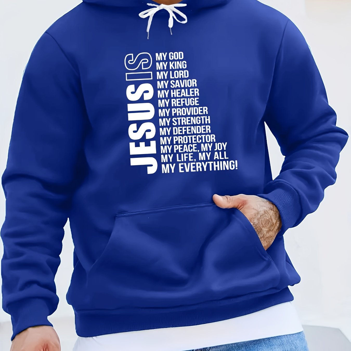 Printed Kangaroo Pocket Hoodie Casual Long-Sleeve Hoodie Pullover Sweatshirt 