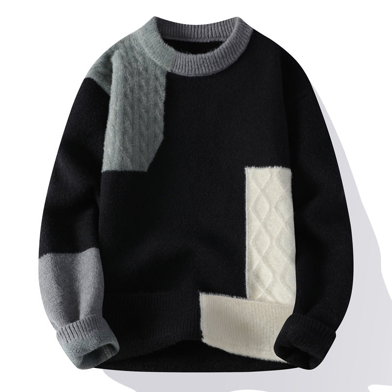 Mens Casual Heavyweight Crew-neck Base Sweater 