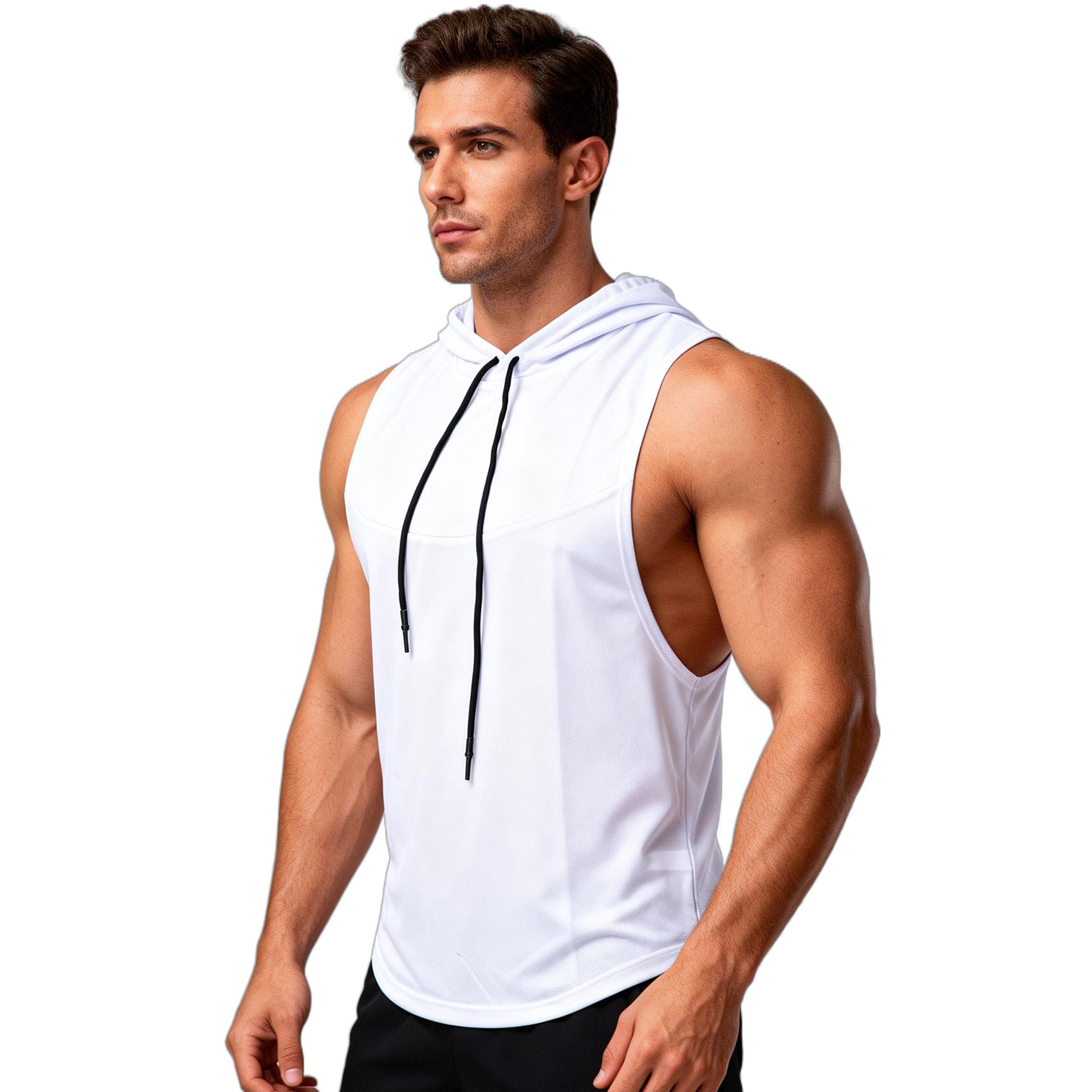 Men's High-Elastic Breathable Fitness Vest With Hood 