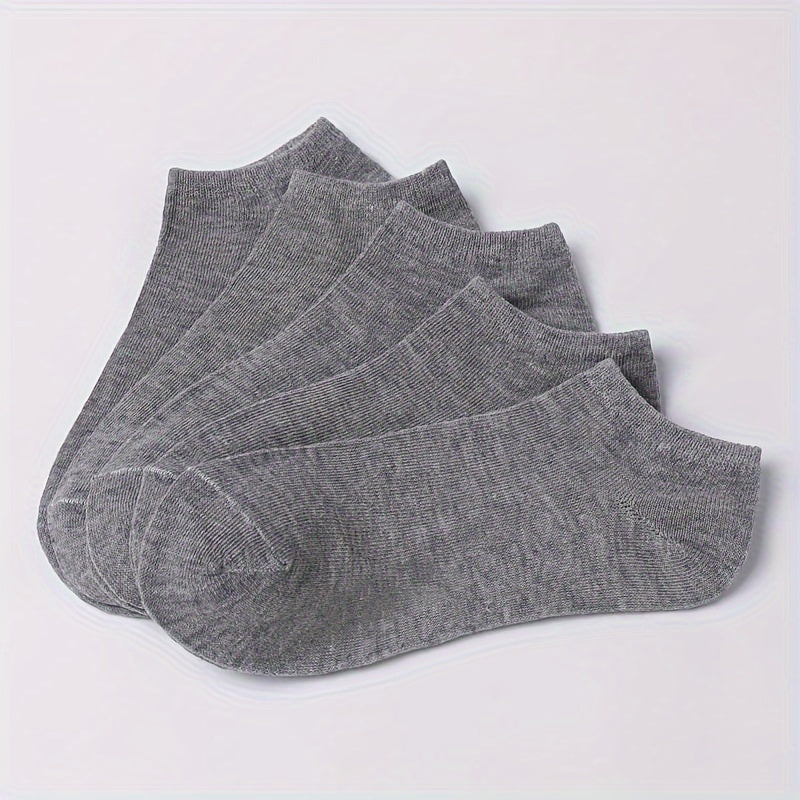 5 Pairs/Lot Unisex Casual Plain Color Sports Socks, Thin Breathable Comfy Low Cut Ankle Socks For Women Men, Invisible Socks, Black White Gray