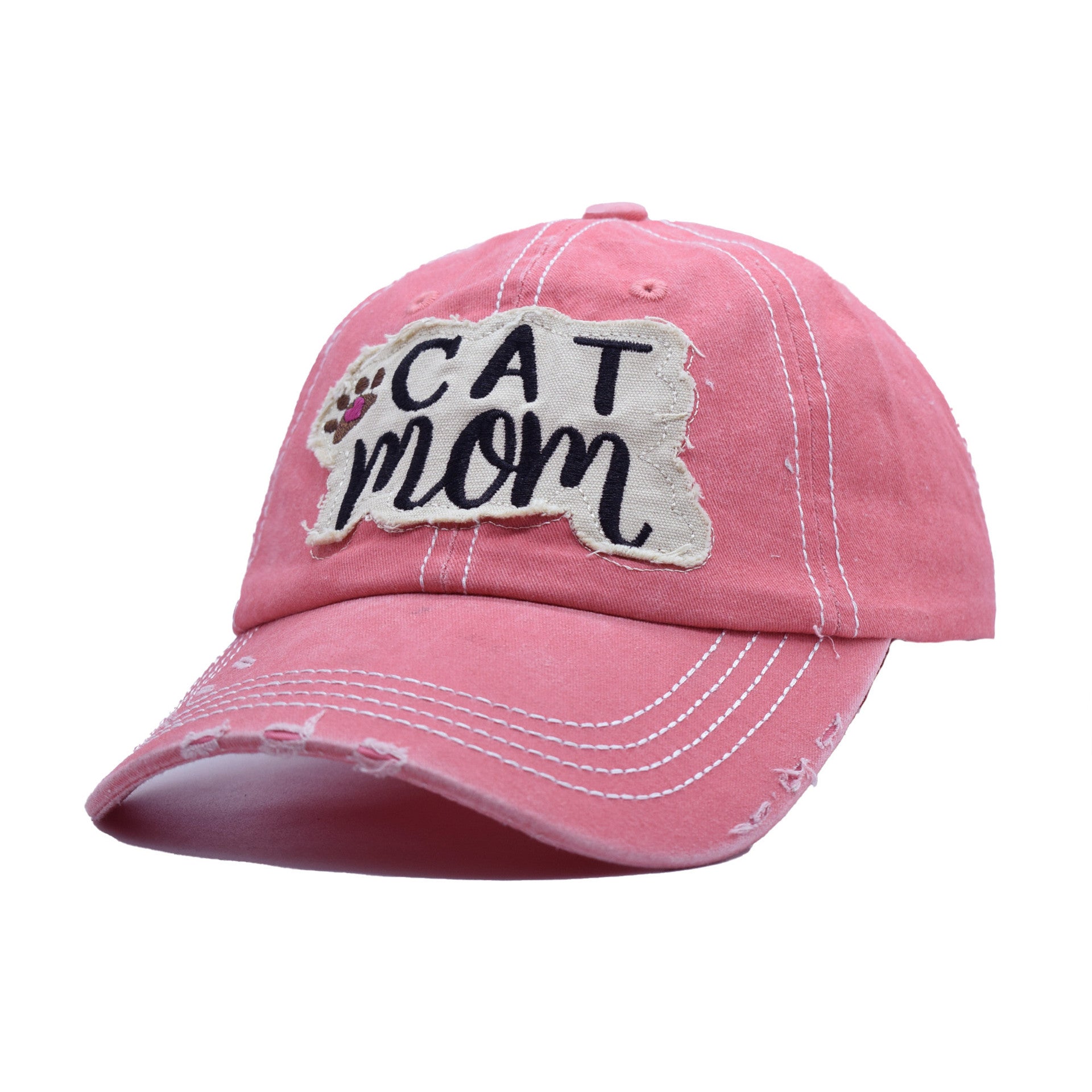 Retro Distressed Washed Patch Visor Baseball Cap 