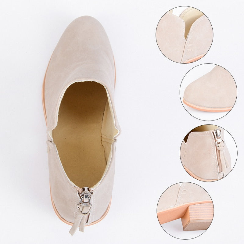 Autumn Women Shoes Retro High Heel Ankle Boots 