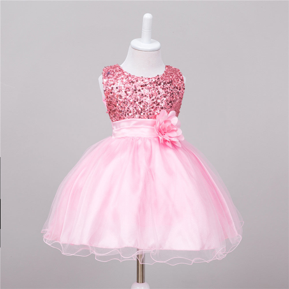 Baby Sequin Dress Flower Girl Wedding Princess Dress 