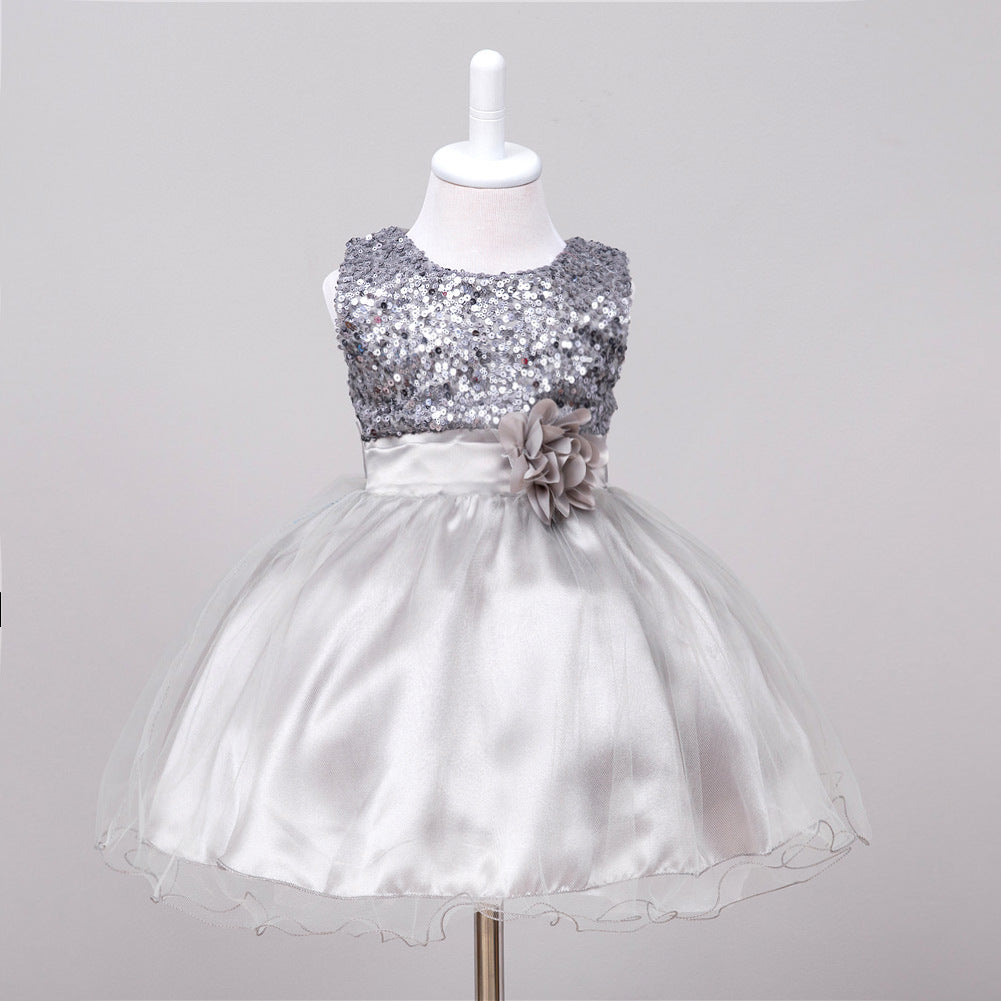 Baby Sequin Dress Flower Girl Wedding Princess Dress 