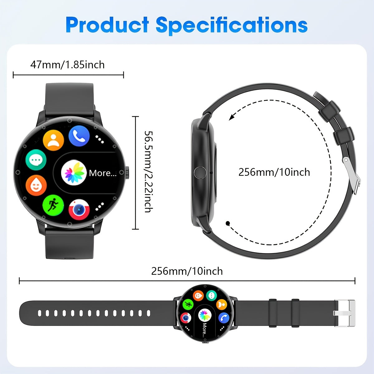 1pc Hailiases Smart Watch 1.39'' Full Touch Screen, Sleep Tracker, Wireless Calling, Music Control, 100+ Sports Modes, AI Voice Control, Fitness Bracelet, Rechargeable 200mAh Battery, Non-Waterproof, Compatible with Android/i