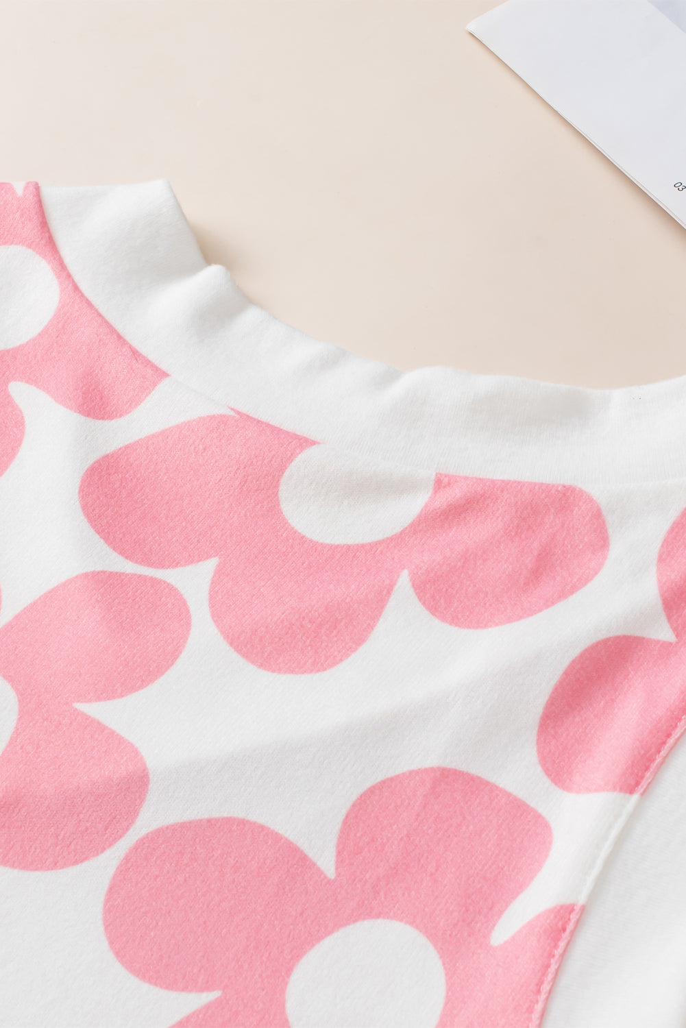 Pink 60s Floral Print V Neck Contrast Trim Knitted Vest 