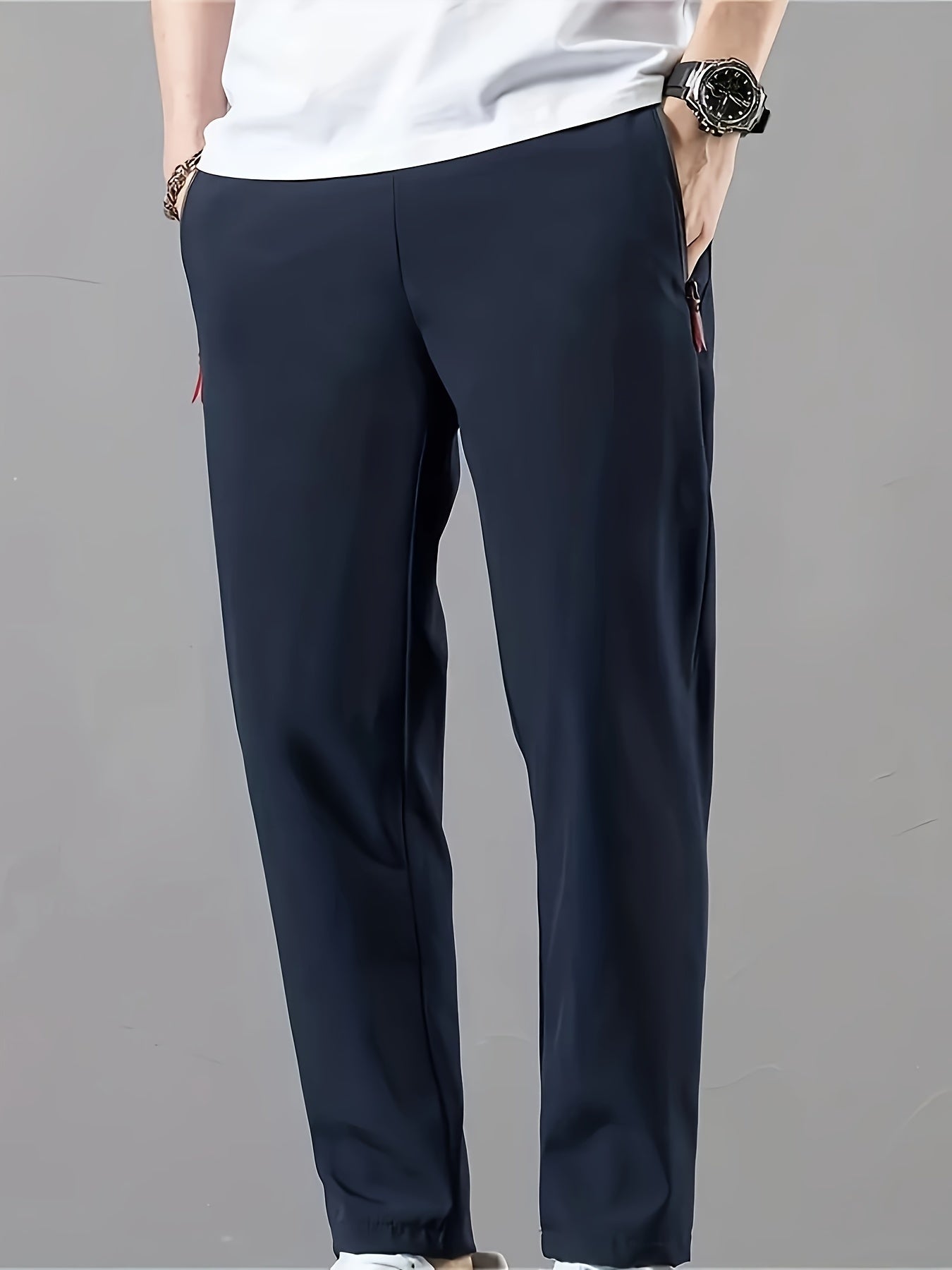 Mens Ultra-Lightweight Quick-Dry Sports Pants - Breathable, Four-Way Stretch, Pocketed, Regular Fit, Solid Color, Summer Gym Fitness Workout Essentials