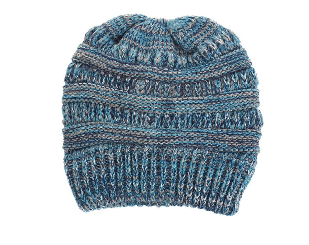 Mixed Color Knitted Wool Hat Ladies Non-labeled Ponytail Hat 