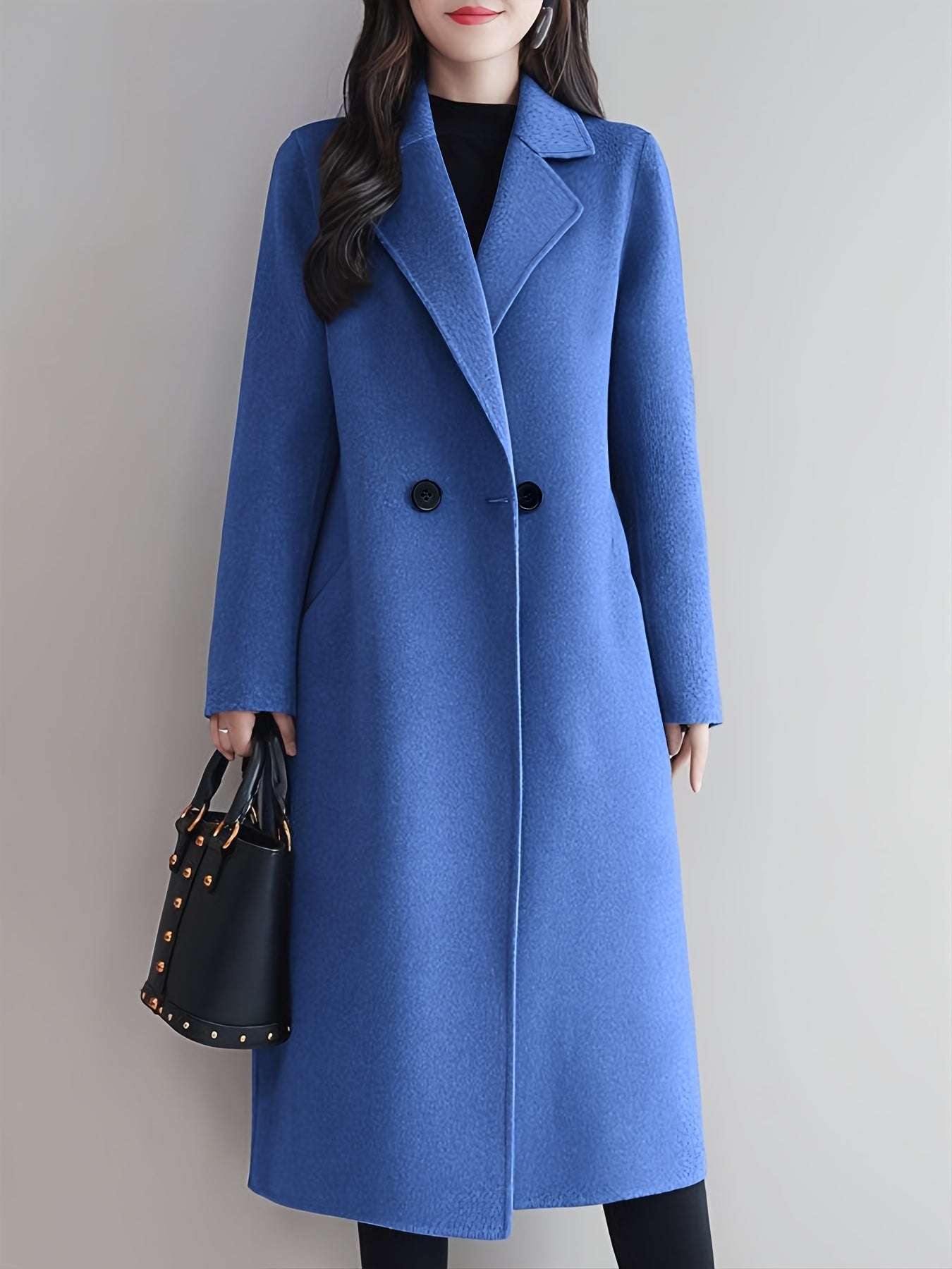 Chic Womens Buttoned Long Sleeve Coat – Solid Color, Stylish Lapel, Ideal for Fall & Winter