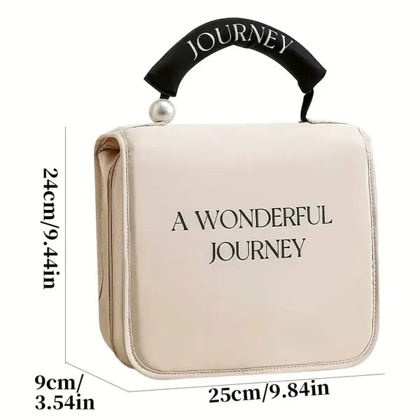 Women'S Pearl Portable Cosmetic Bag, Business Travel Hook Cosmetic Bag, Cosmetic Bag Large Capacity, Toilet Bag With Hook, Suitable For Toiletries, Cosmetics, Brushes And Other Items 