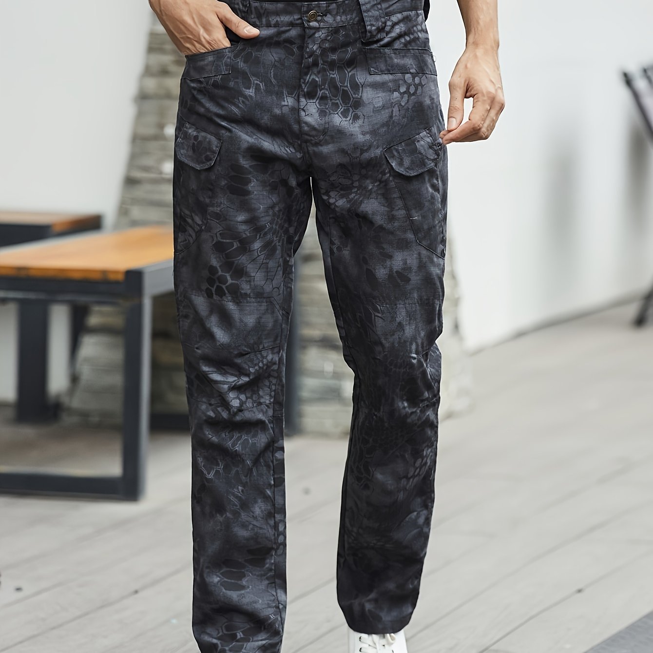 Mens Regular Fit Casual Cargo Pants - Quick-Dry, Breathable, and Comfortable for Hiking and Camping - Polyester, Machine Washable, Solid Color, and Multi-Pocket Design for All-Season Outdoor Activities