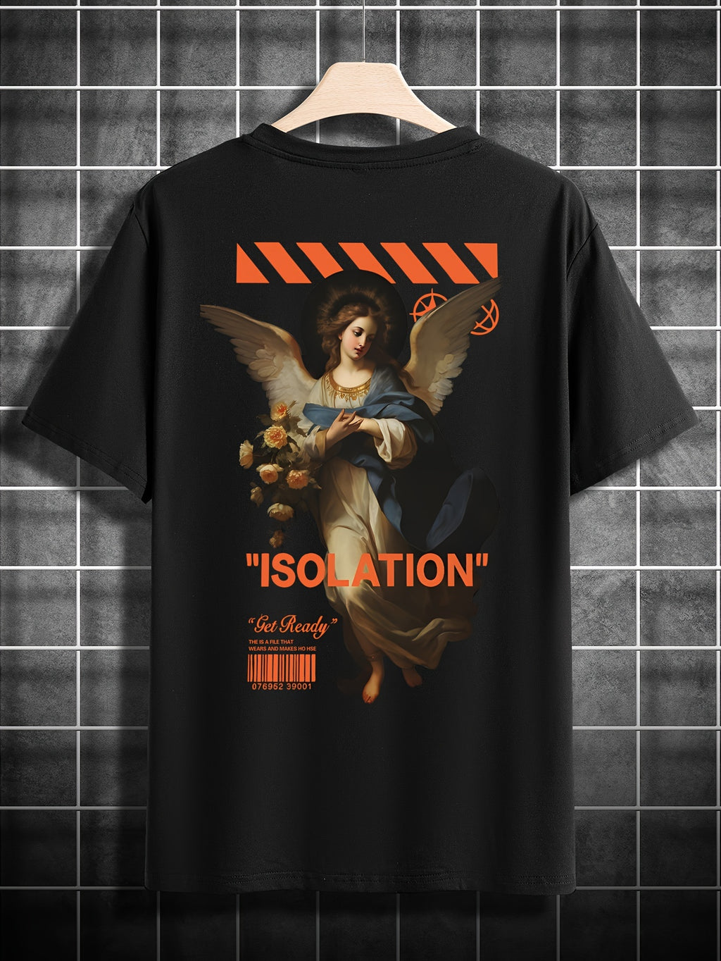 Angelic Wing Print Mens T-Shirt - Stylish Summer Casual Wear, Breathable Crew Neck Tee for Outdoor Activities