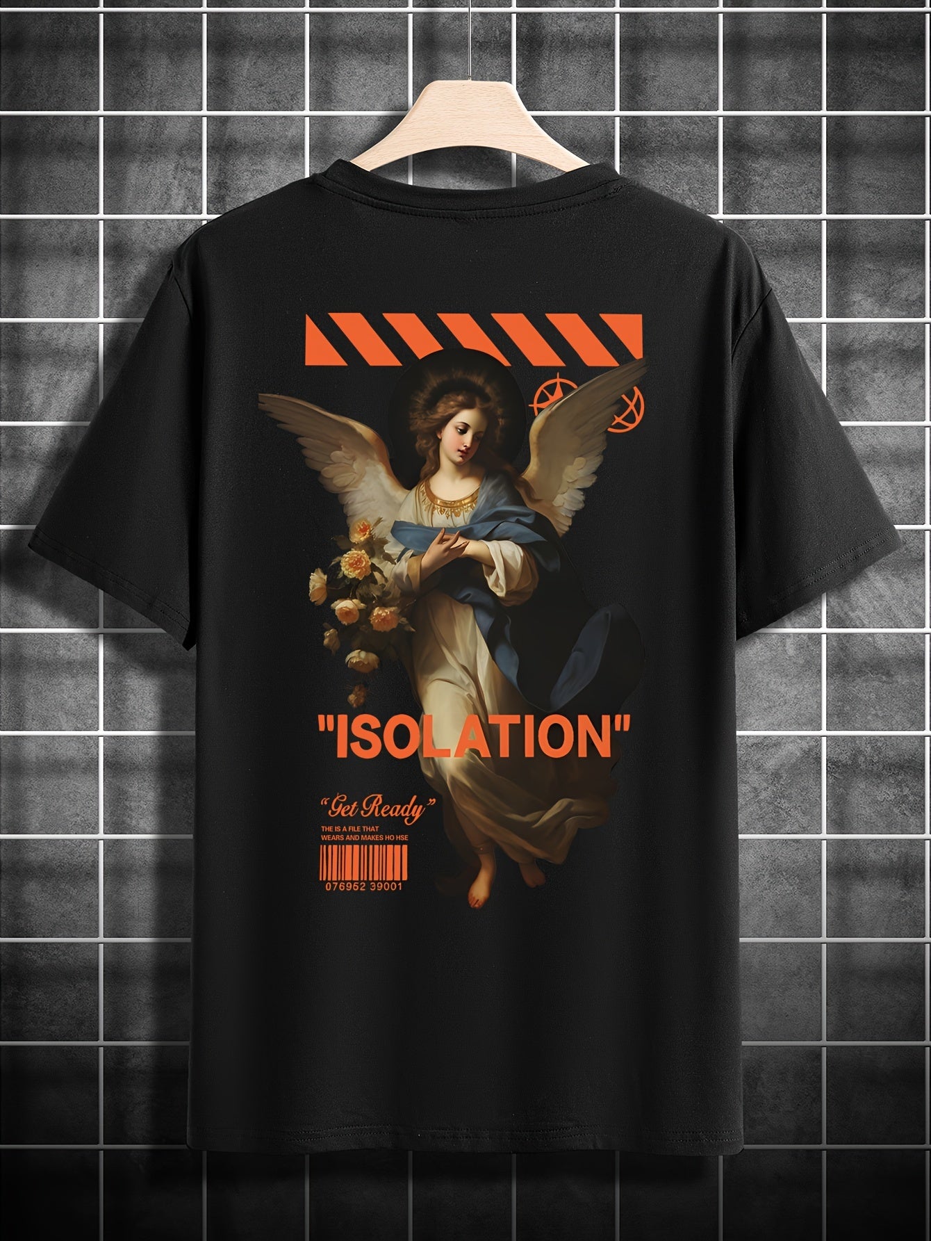 Angelic Wing Print Mens T-Shirt - Stylish Summer Casual Wear, Breathable Crew Neck Tee for Outdoor Activities