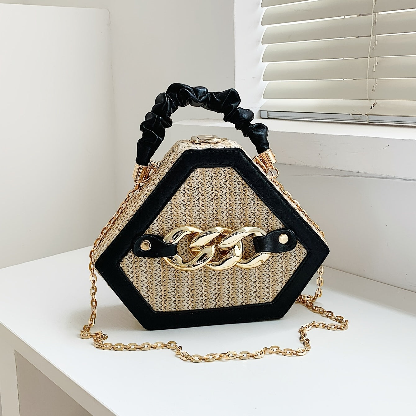 [Fashion Chain Straw Bag] 2023 New Niche Fashion Chain Straw Bag Shoulder Bag Bag Cross-Body Bag Handbag Box Bag