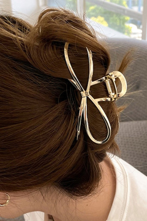 Gold Casual Bowknot Shape Metal Claw Clip 