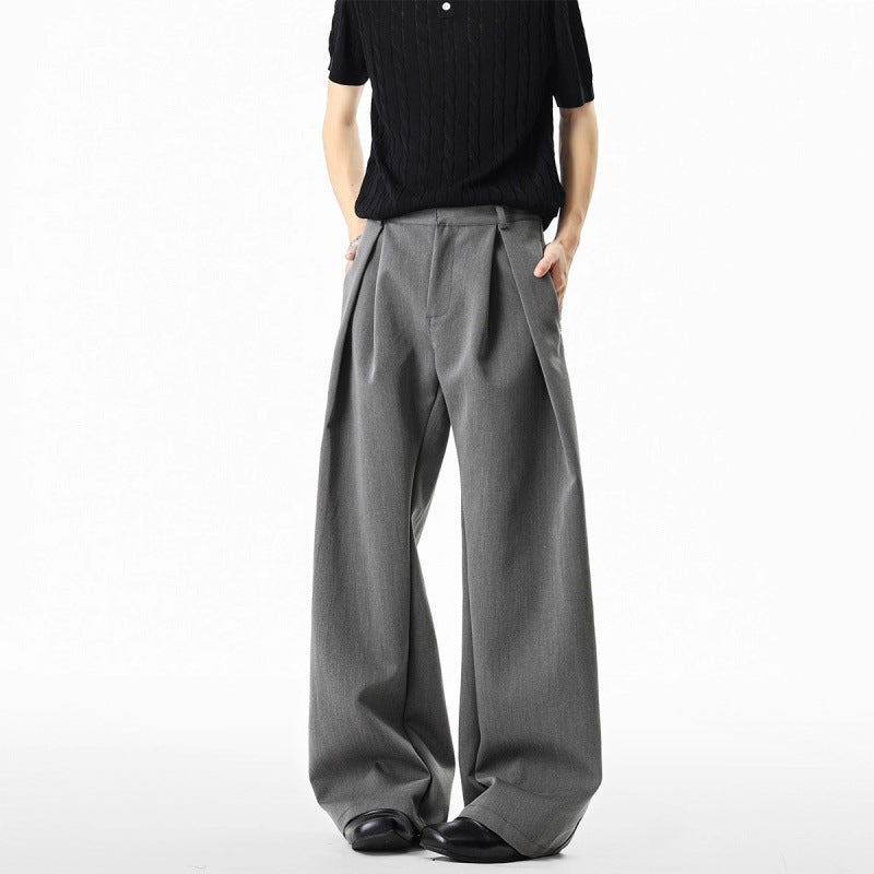 American-style Three-dimensional H-line Pleated Dress Trousers For Men 