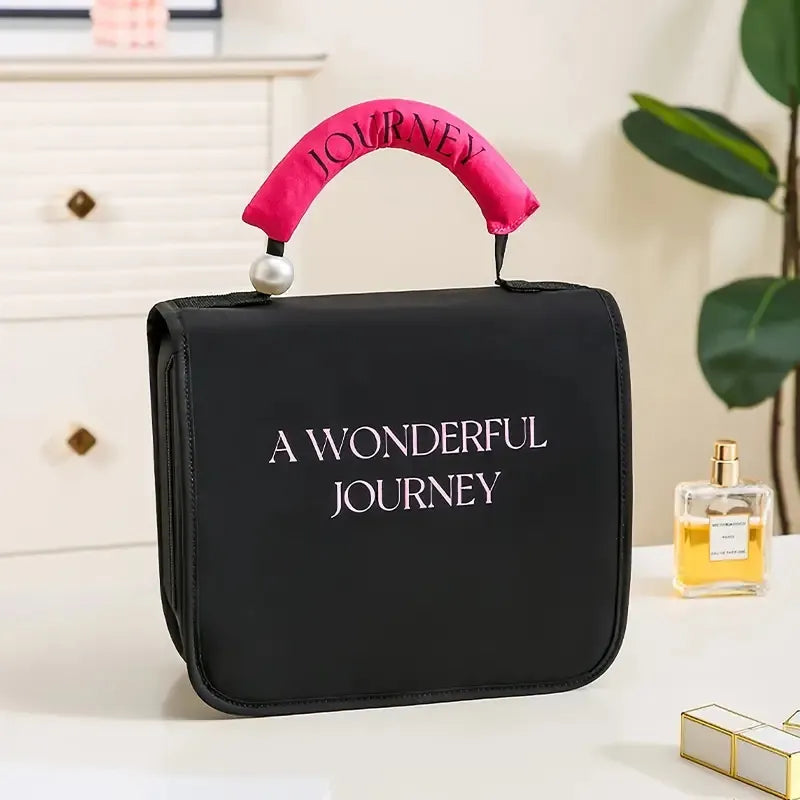 Women'S Pearl Portable Cosmetic Bag, Business Travel Hook Cosmetic Bag, Cosmetic Bag Large Capacity, Toilet Bag With Hook, Suitable For Toiletries, Cosmetics, Brushes And Other Items 
