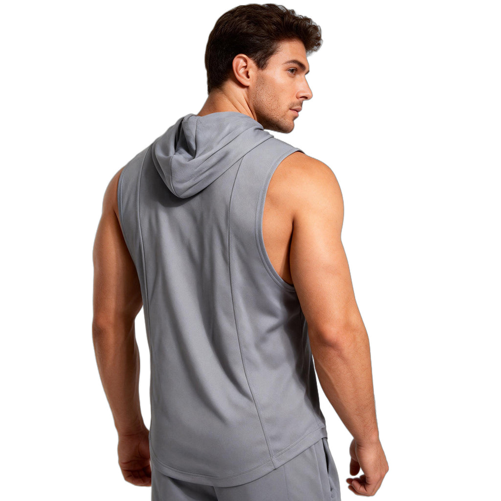 Men's High-Elastic Breathable Fitness Vest With Hood 