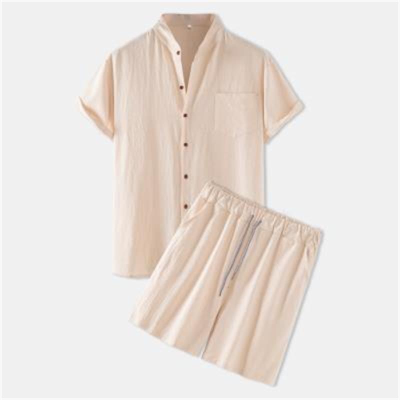 Men's Cotton-Linen Casual Loose-Fit Short-Sleeve Set 