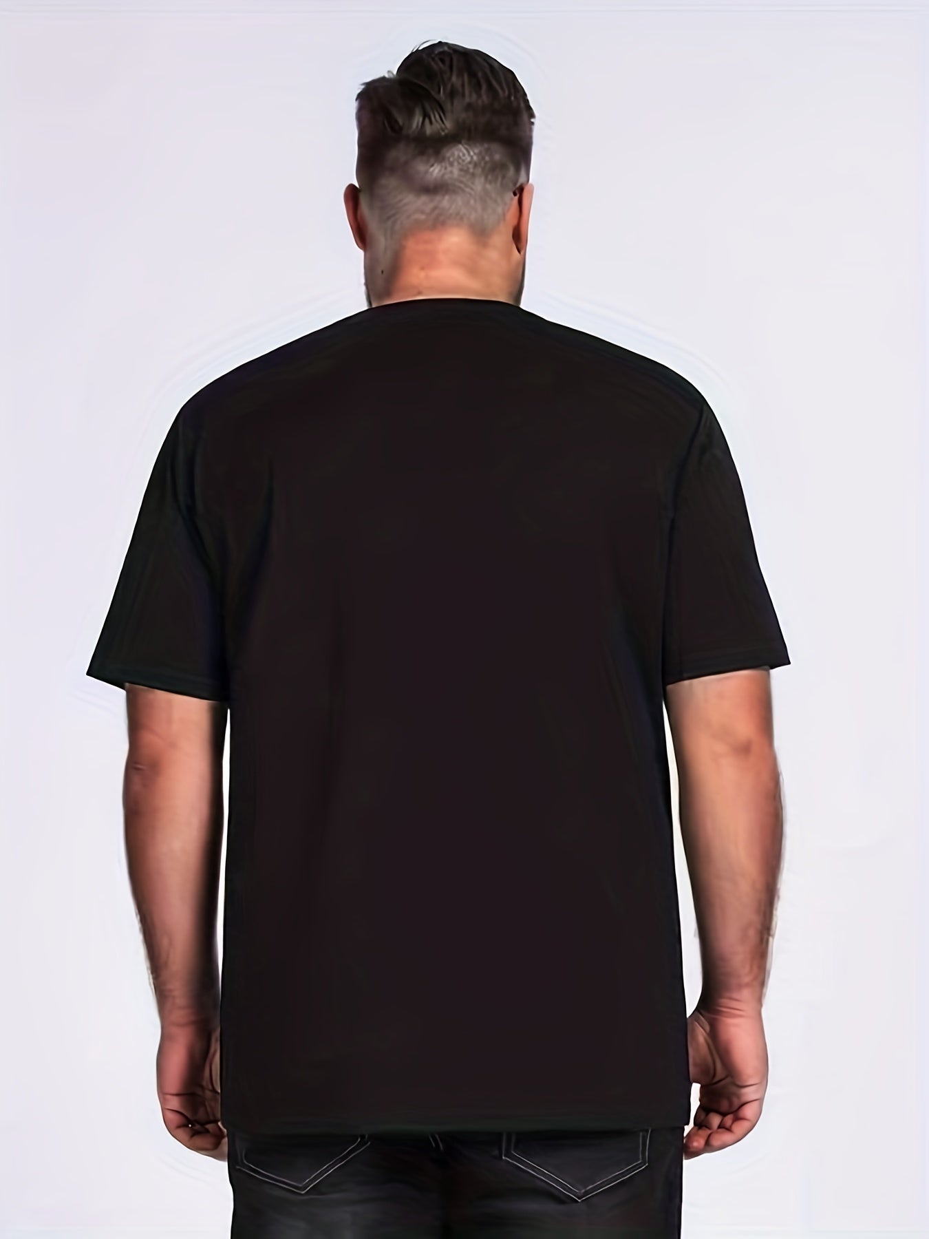 "Black Sheep Of My Family", Men's Sheep Graphic T-shirt, Casual Comfy Slightly Stretch Crew Neck Tee, Men's Clothing For Summer Outdoor