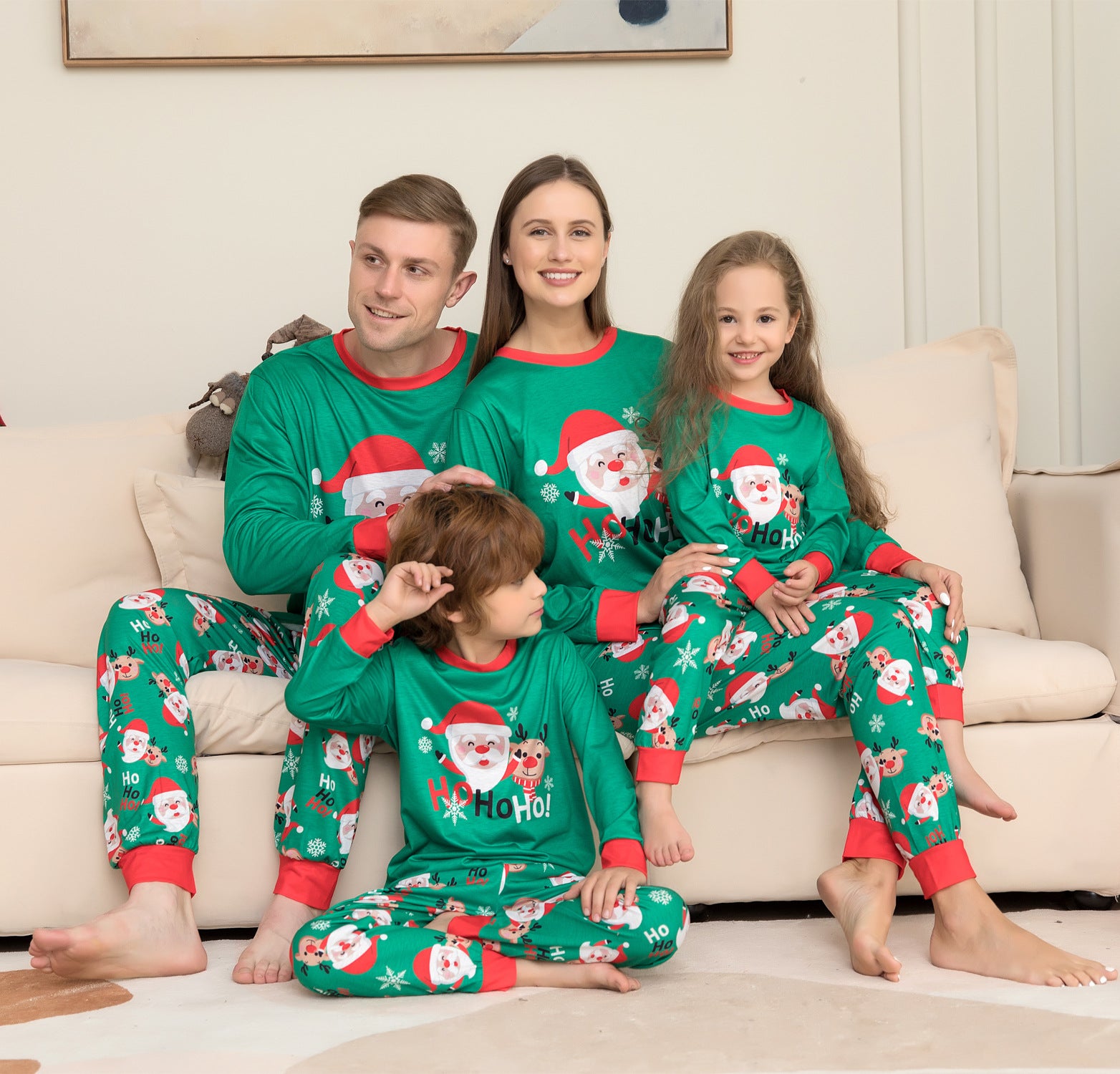 Christmas Pajamas For Family Matching Family Christmas PJs Sets Santa Claus Printed Top Sleepwear 