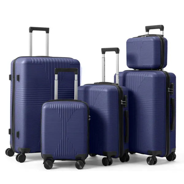 Non-TSA Customs Lock 5-in-1 PP Trolley Case, 12in, 16in, 20in, 24in, 28in PP, Navy Blue 