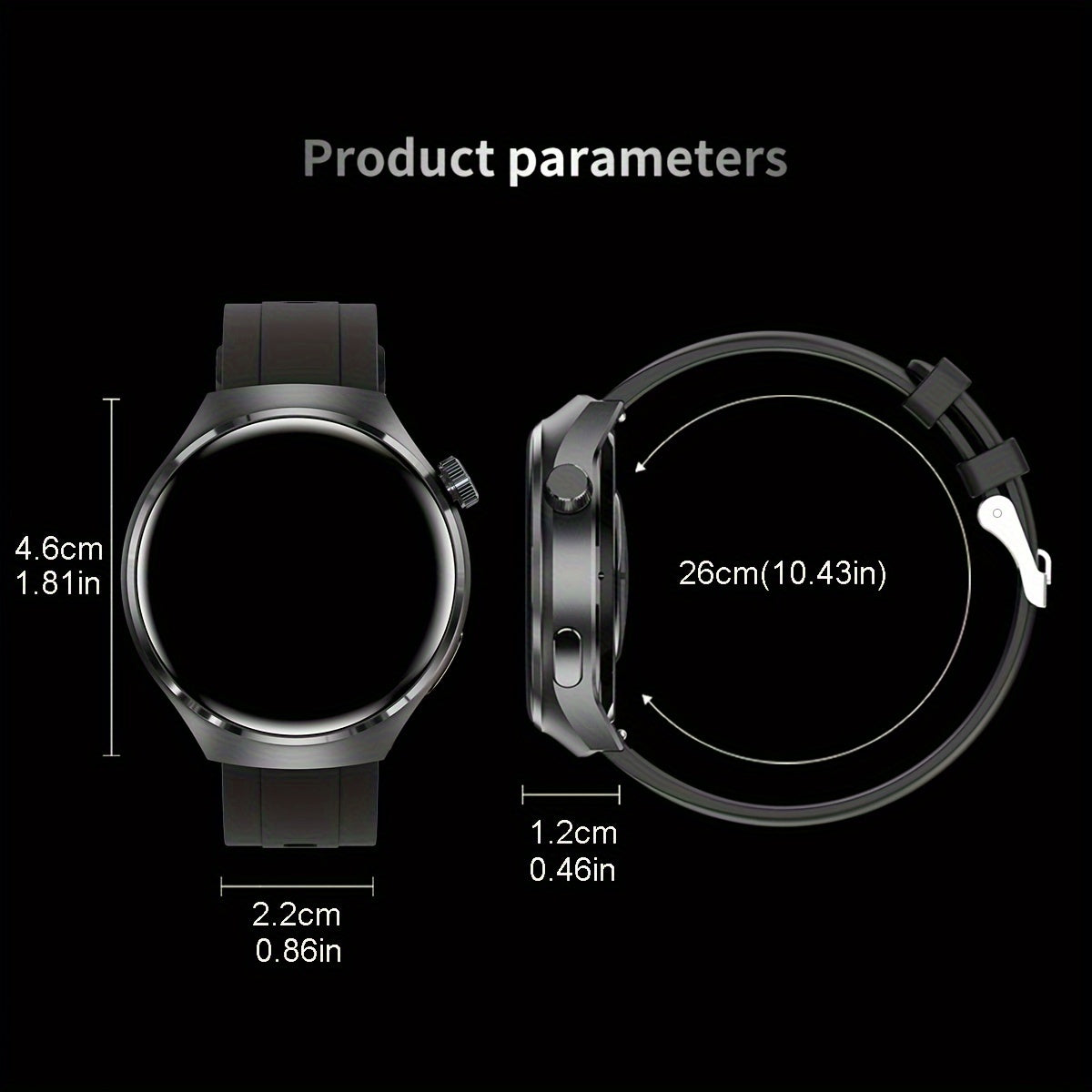 Black Silicone Men Smart Watch With Wireless Call, Message Reminder, Sports Mode, Custom Wallpaper, Sport Smart Watch
