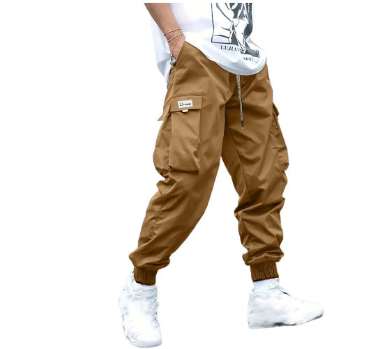 Multi-pocket Cargo Pants Men's Casual Hip-Hop Drawstring Trousers Outdoor Streetwear Sports Pant 