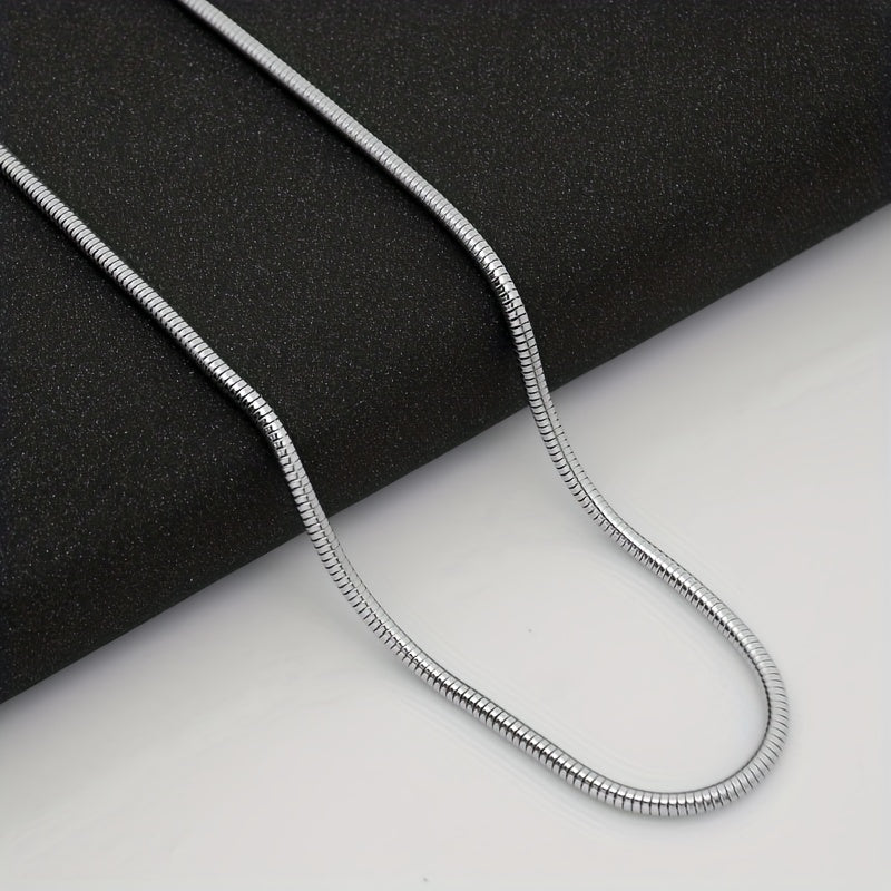 1pc Titanium Steel Round Snake Bone Necklace Fashion Accessories For Men And Women