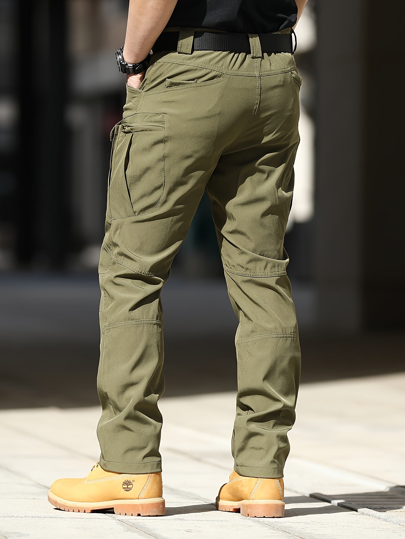 Multi Pocket Men's Tactical Pants, Loose Casual Outdoor Pants, Mens Cargo Wear-resistant Pants For Hiking