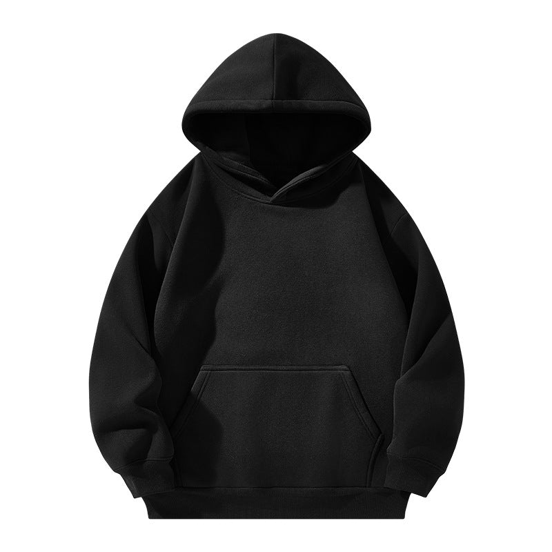 Solid-color Hooded Sweatshirt Unisex Simple Fleece-lined Thickened Hoodie 