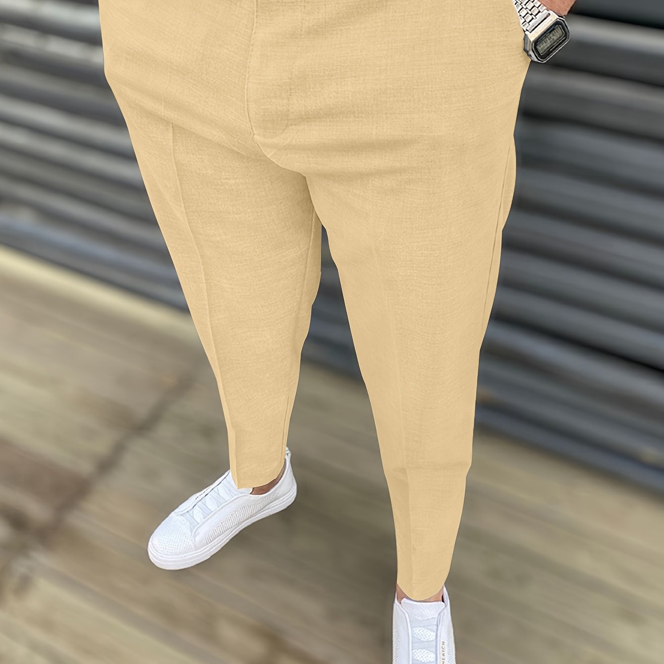 Mens Classic Elegant Dress Pants - Slightly Stretchy, Solid Color, Regular Fit, Mid Waist, Button Fly, Pocket Details - Perfect for Spring Summer Business Banquet Dinner, Night Out, All-Season Wear
