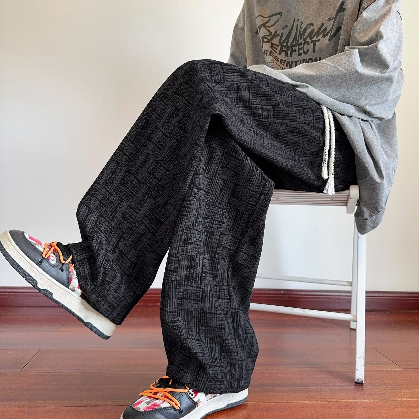 Casual Pants Sweatpants Loose-fitting Straight-leg