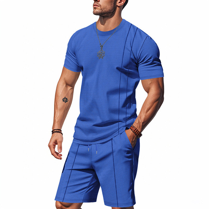Men's Crew-Neck Short-Sleeve T-Shirt And Shorts Set 