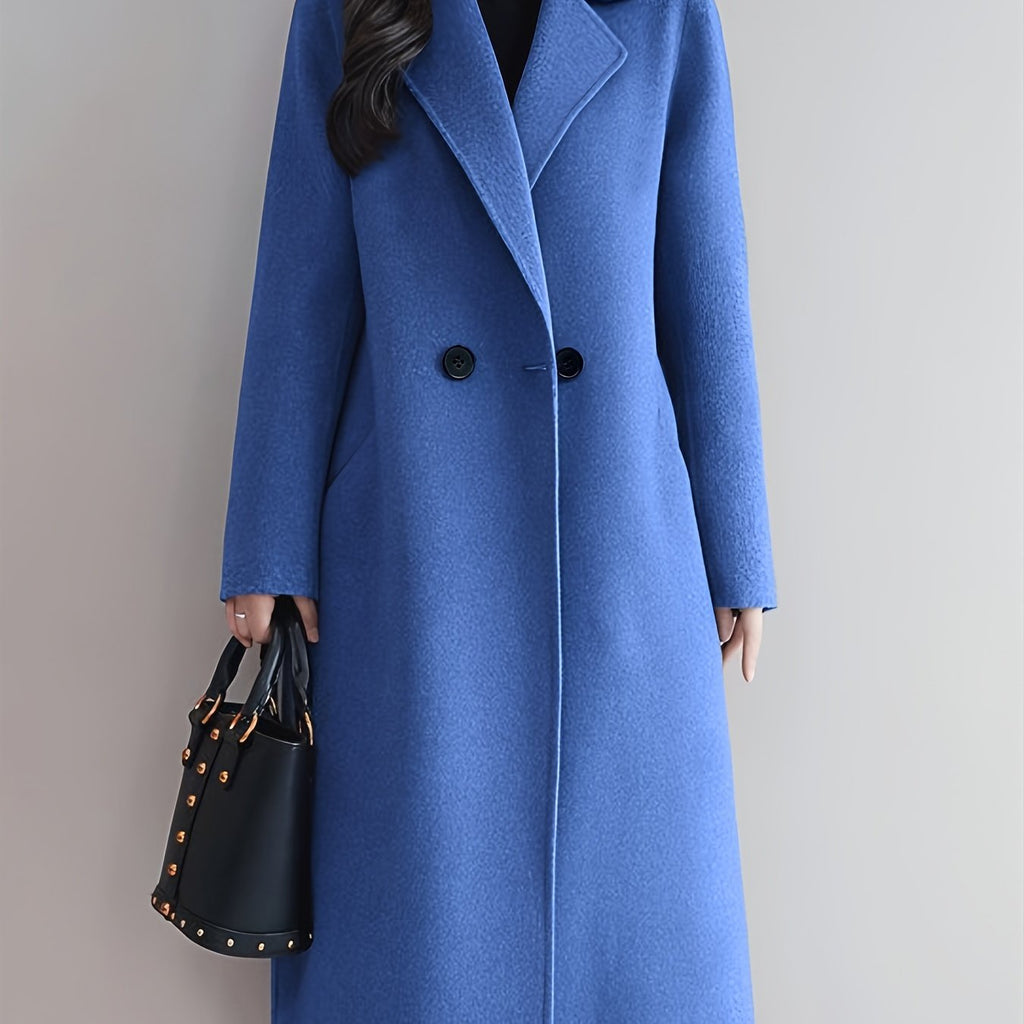 Chic Womens Buttoned Long Sleeve Coat – Solid Color, Stylish Lapel, Ideal for Fall & Winter