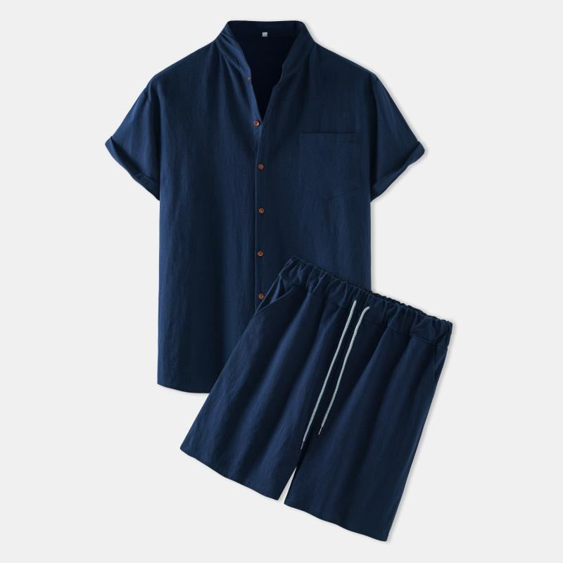 Men's Cotton-Linen Casual Loose-Fit Short-Sleeve Set 