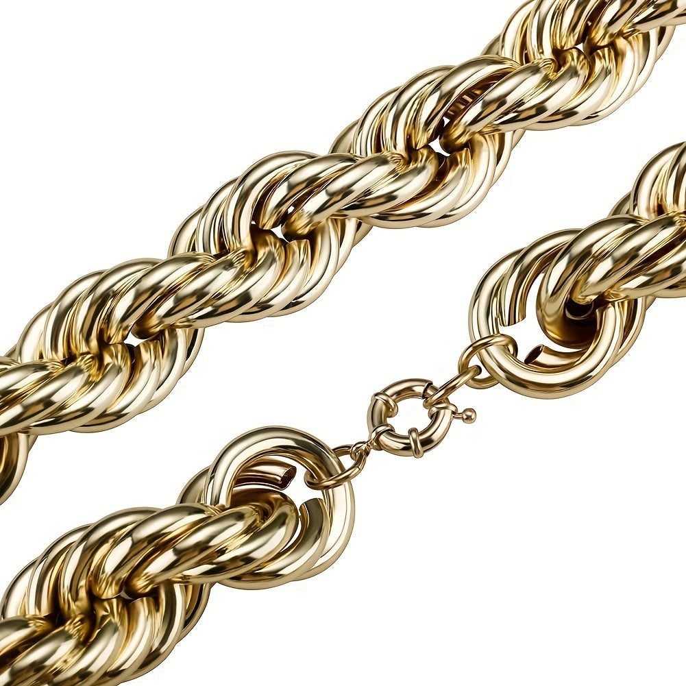 1pc Luxurious Stainless Steel Golden Chain Necklace - Durable, Hypoallergenic, Fashionable Jewelry for Men and Women - Perfect Party Gift, Ideal for Everyday Wear
