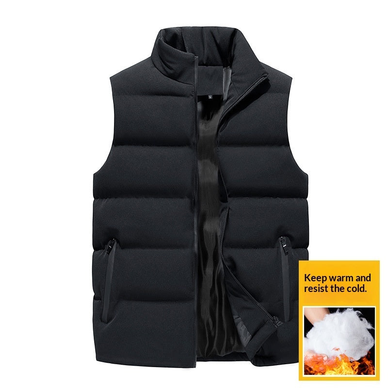 Winter Men's Sleeveless Cotton-padded Vest With A Stand-up Collar 