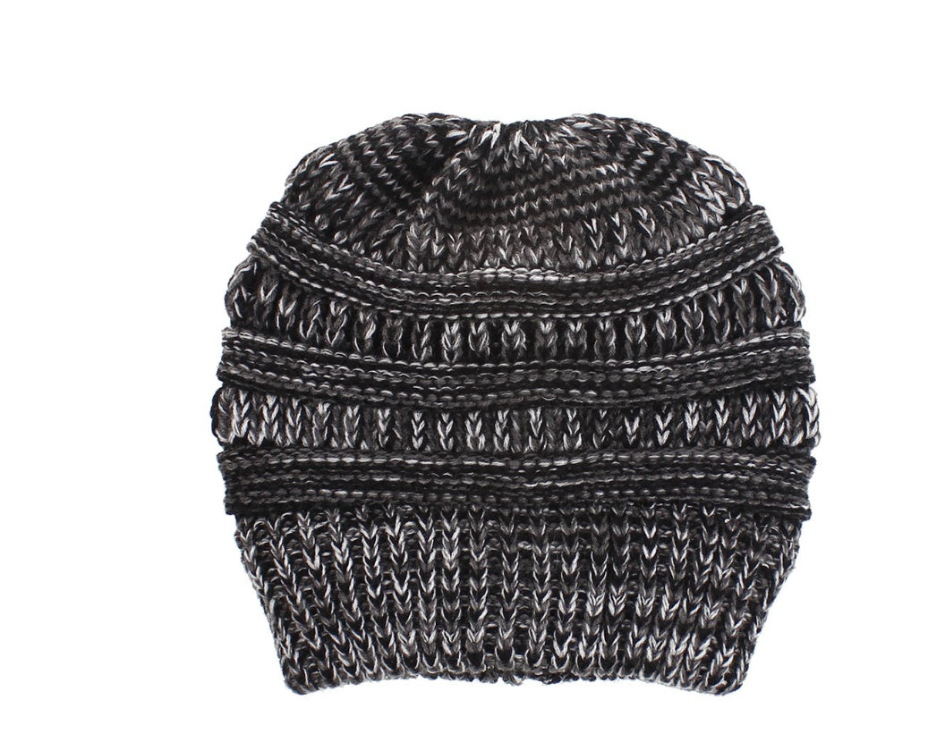 Mixed Color Knitted Wool Hat Ladies Non-labeled Ponytail Hat 