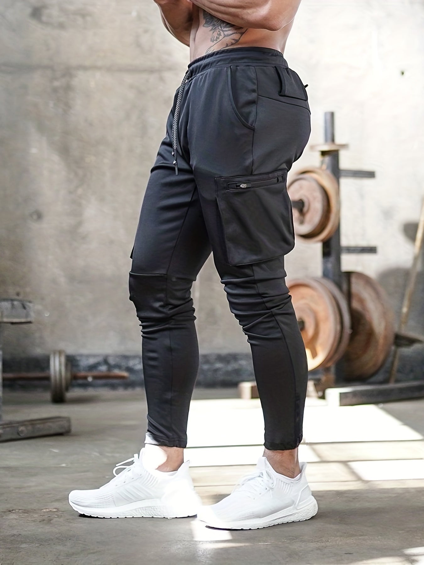 Mens Multi-Pocket Drawstring Jogger Pants - Lightweight & Breathable for Casual Running, Jogging - Perfect for Spring & Fall