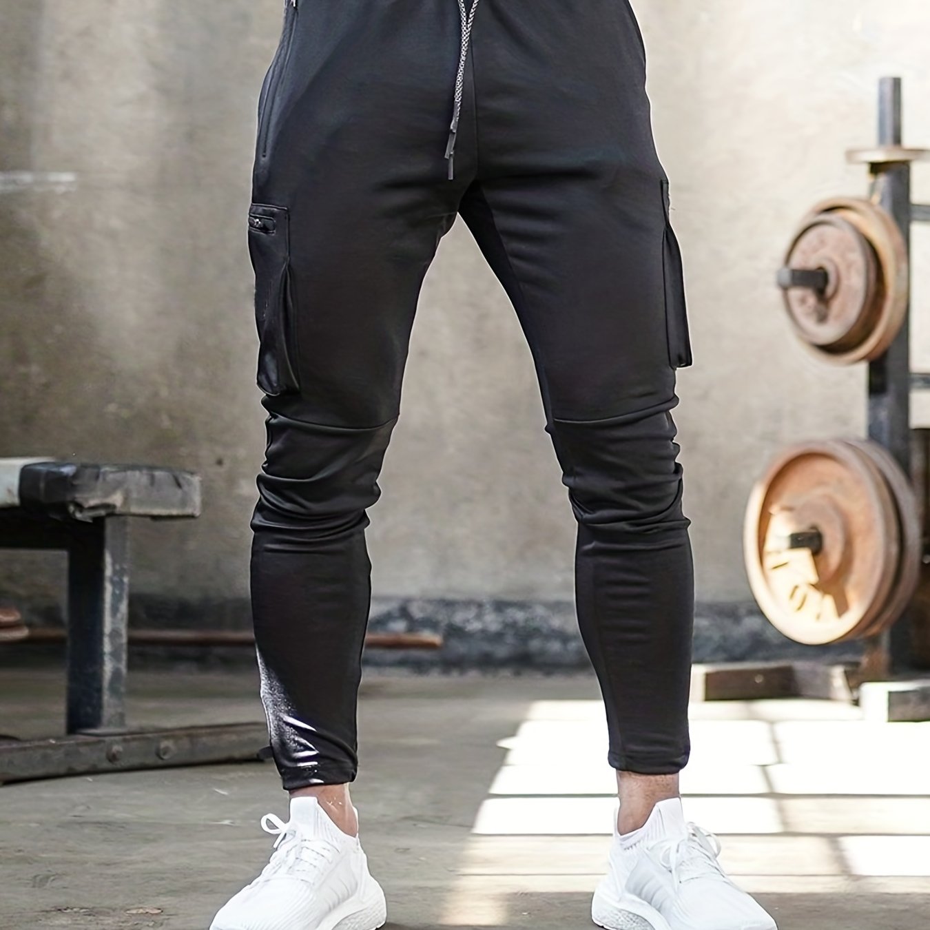 Mens Multi-Pocket Drawstring Jogger Pants - Lightweight & Breathable for Casual Running, Jogging - Perfect for Spring & Fall