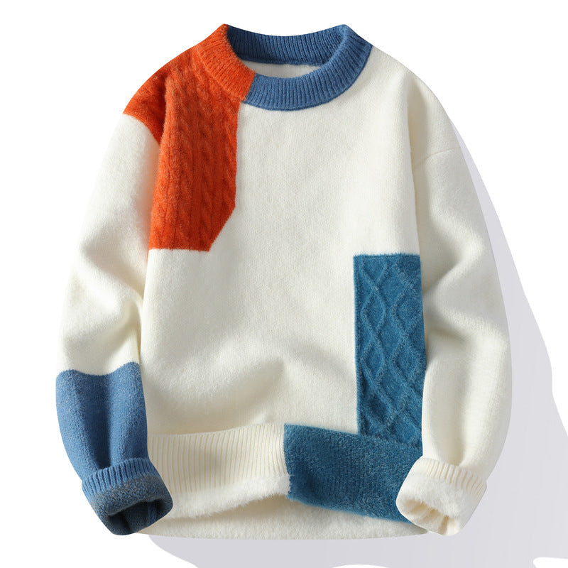 Mens Casual Heavyweight Crew-neck Base Sweater 