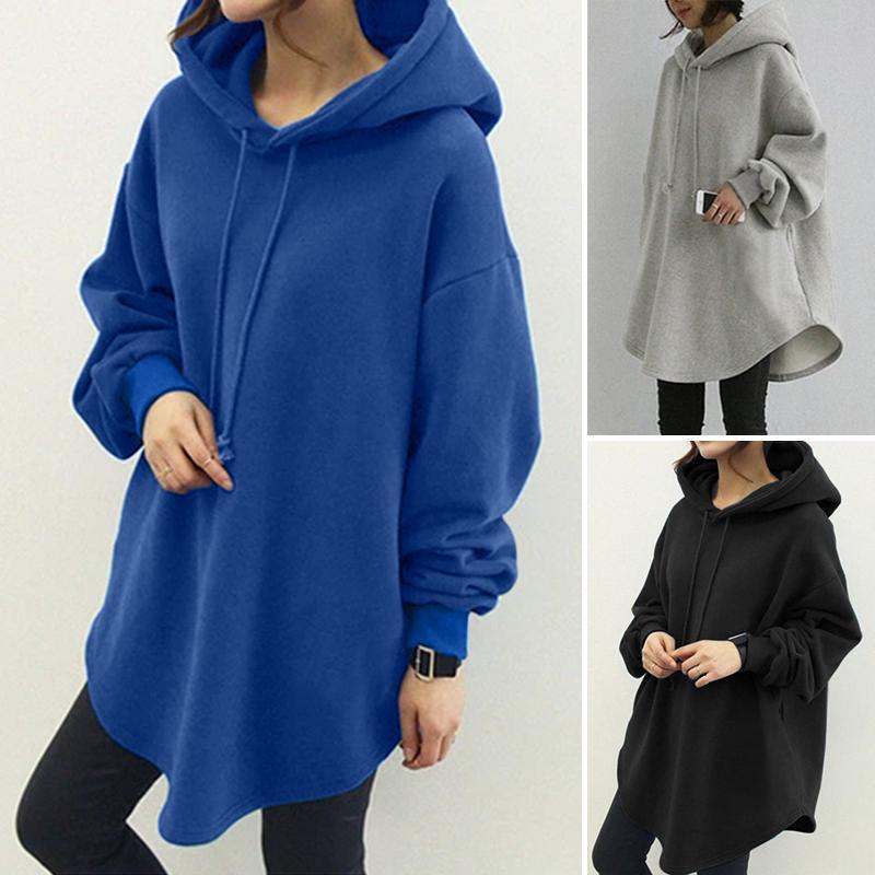 Casual Long Sleeve Pocket Hooded Drawstring Loose Sweatshirt 