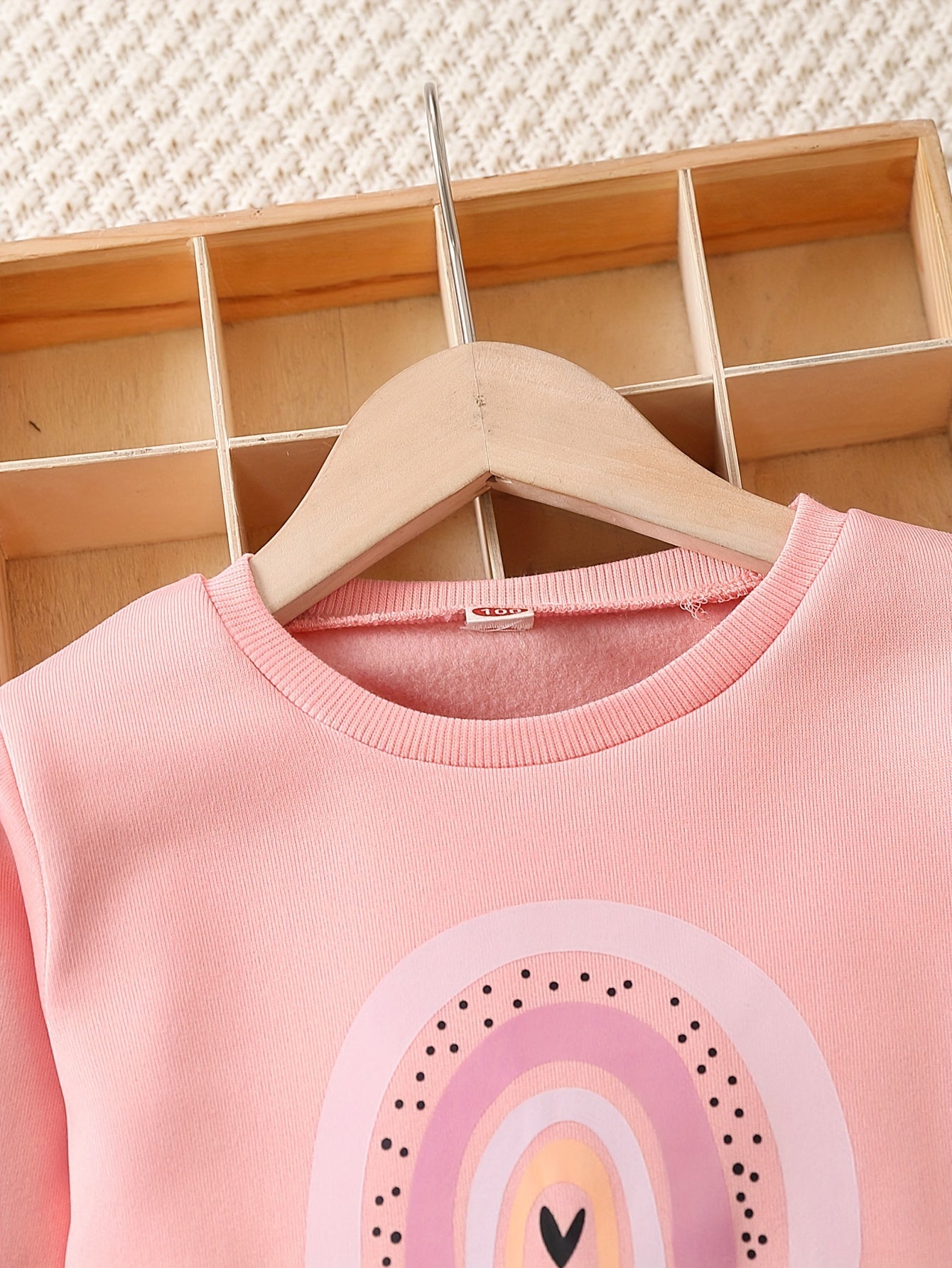 Girls 2pcs "Be Kind" And Rainbow Print Top & Jogger Pants Set, Thick Outfits Kids Clothes For Sports Spring Fall Winter
