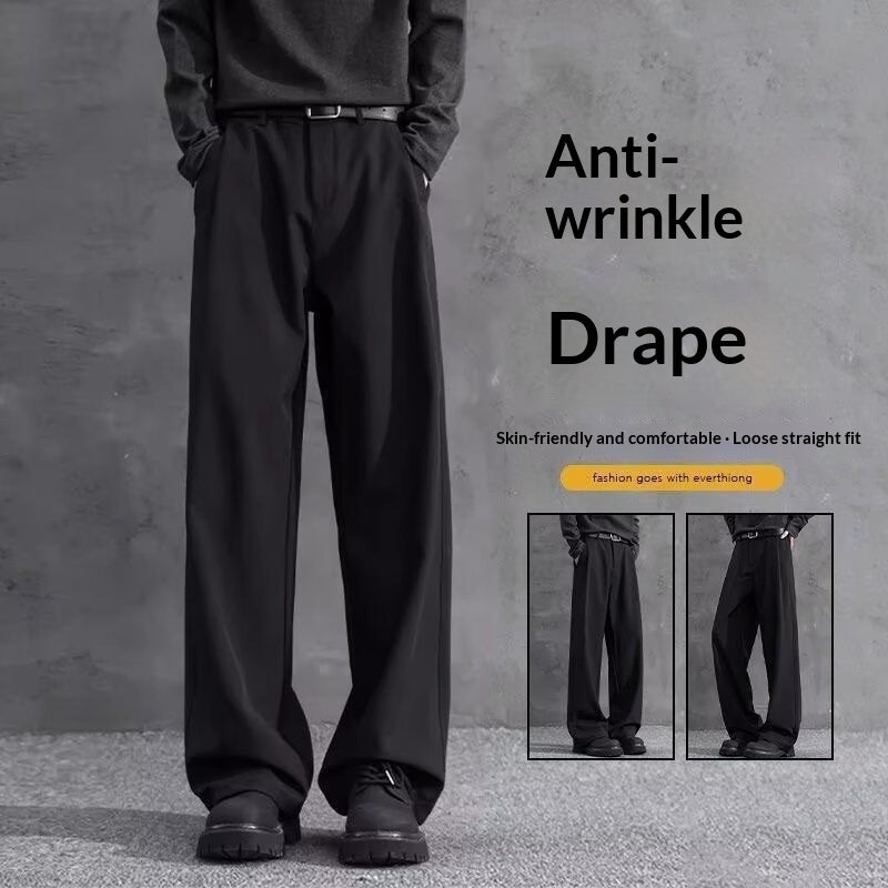 Summer Ice Silk Casual Pants American-Style High-Waist Suit Trousers 