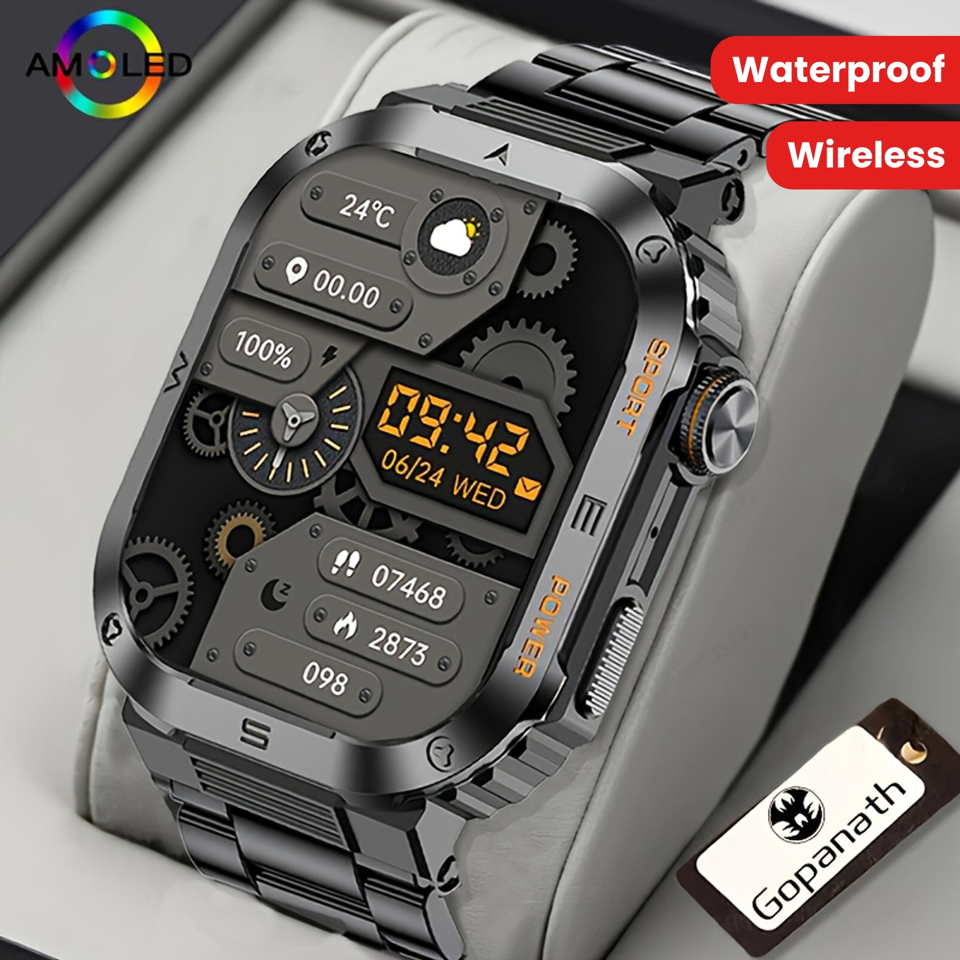 2024 New Men's Motion Track Wireless Call AI Voice Assistant IP68 Waterproof Sports Smart Watch For Android IPhone