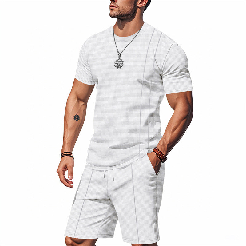 Men's Crew-Neck Short-Sleeve T-Shirt And Shorts Set 