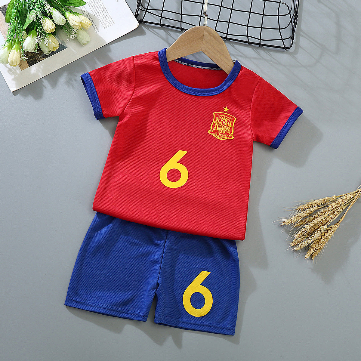 Boys And Girls Spring And Summer Jersey Training Wear Baby Short Sleeve Shorts Quick-drying Mesh Breathable 